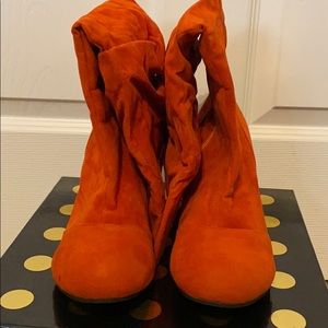 Rustic Orange Heeled Boots